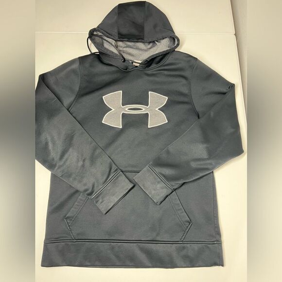 Under Armour Loose Fit Coldgear Hoodie Sweatshirt Black Women Size Small Logo - Picture 1 of 13
